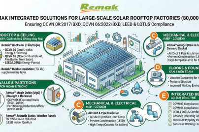 Giải pháp tổng thể cho nhà xưởng điện mặt trời mái nhà: Cách nhiệt – chống cháy – tiết kiệm năng lượng